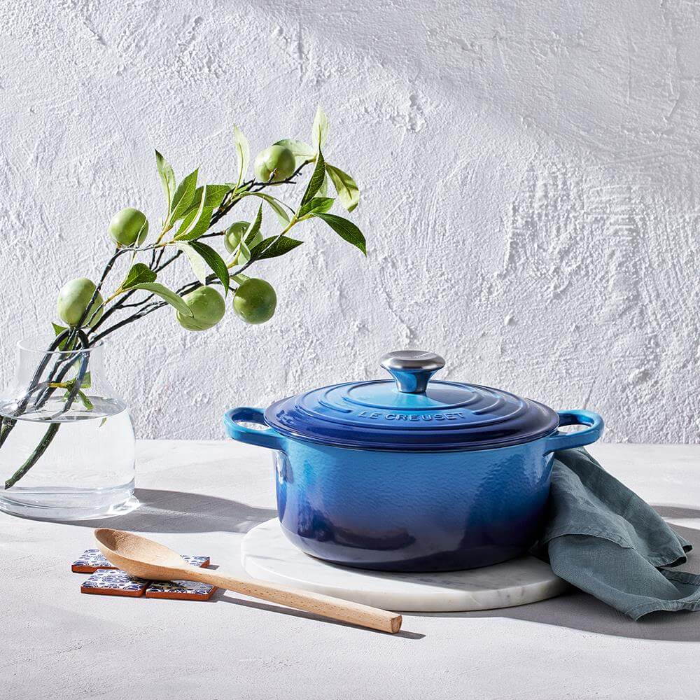 Le Creuset Signature Azure Cast Iron Round Casserole 20cm